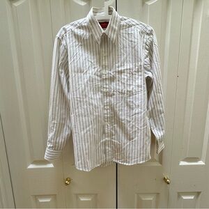 Manhattan Elegant White Striped Men's Dress Shirt